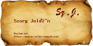 Szorg Jolán névjegykártya